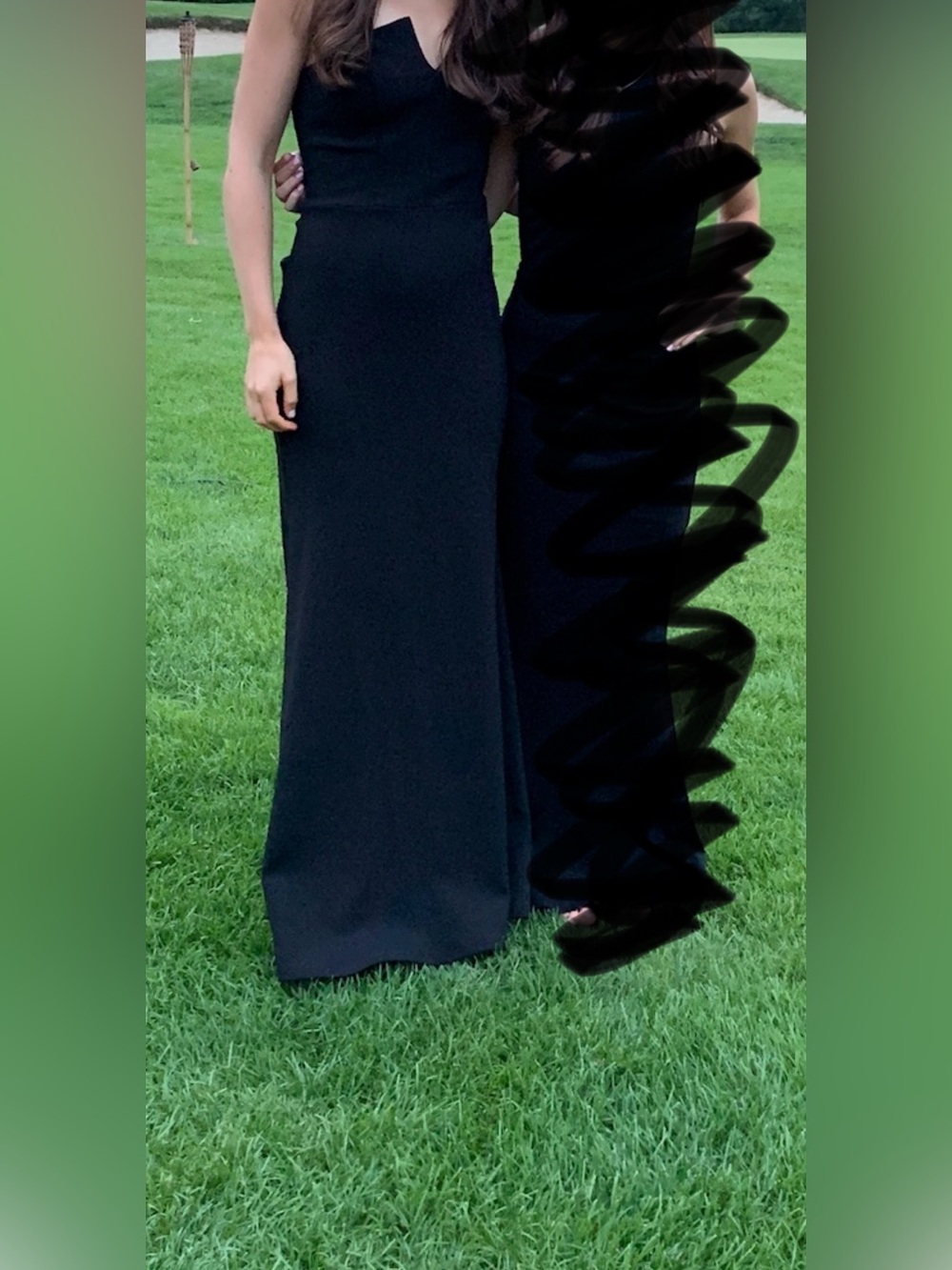 NWOT! Aqua Elegant Black One-Shoulder Evening Dress with Ruffle Back - Picture 2 of 8